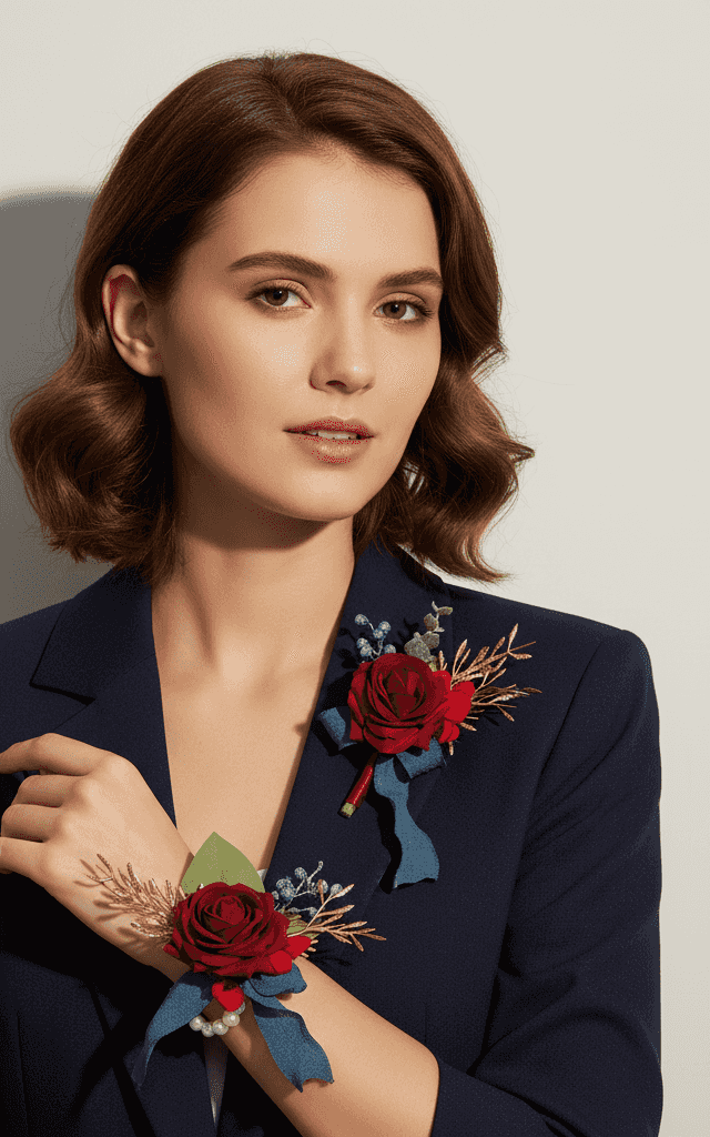 طقم كورساج الزفاف بالورد البرتقالي الغروب والكريمي مع لمسات صفراء لاحتفالات الخريف