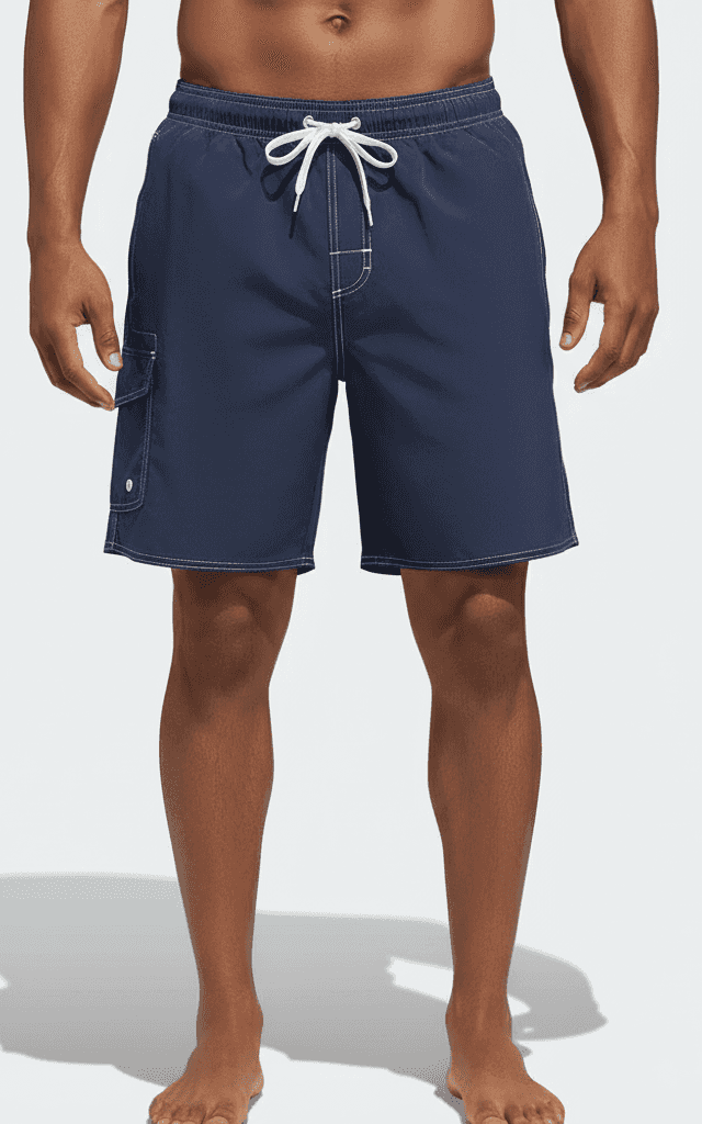 شورت سباحة للرجال، طباعة زهور استوائية بالأخضر النعناعي والأحمر.